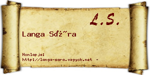 Langa Sára névjegykártya