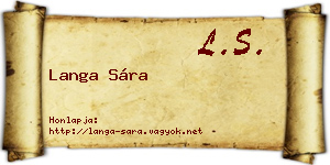 Langa Sára névjegykártya